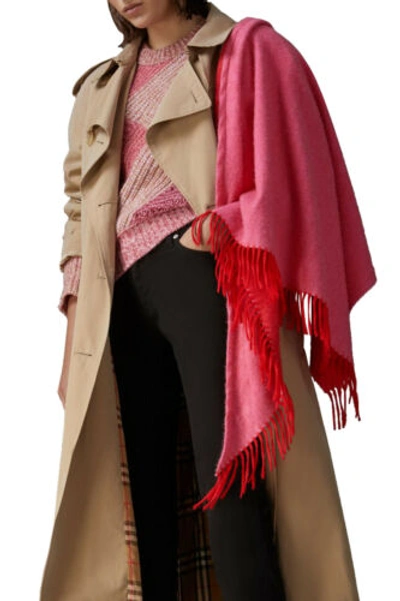 Pre-owned Burberry London Unisex Pink 100% Cashmere Scarf Shawl