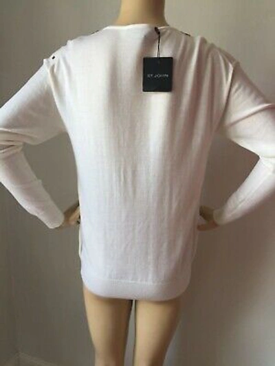 Pre-owned St. John's Bay St John Knit Size S Womens Sweater White Sequins
