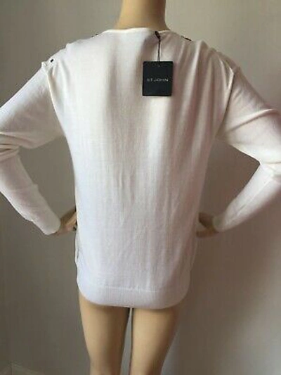 Pre-owned St. John's Bay St John Knit Size S Womens Sweater White Sequins