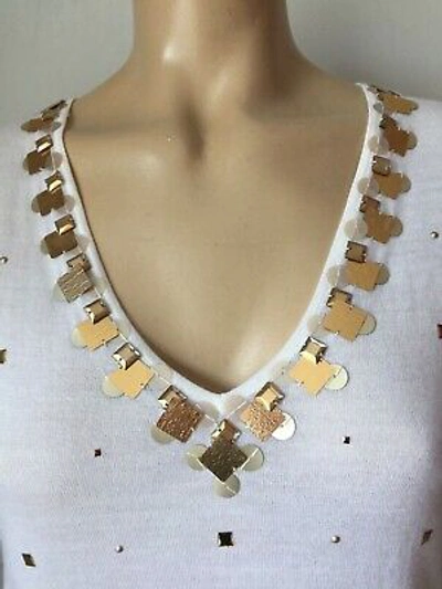 Pre-owned St. John's Bay St John Knit Size S Womens Sweater White Sequins