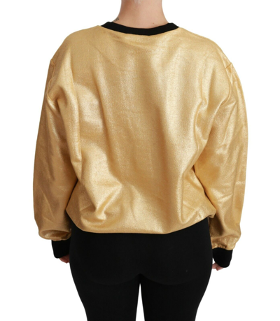 Pre-owned Dolce & Gabbana Sweater Gold Cotton Crewneck Pullover It42 / Us8 / M Rrp $960