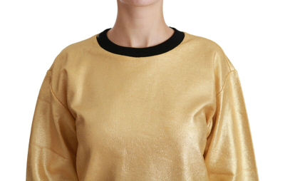 Pre-owned Dolce & Gabbana Sweater Gold Cotton Crewneck Pullover It42 / Us8 / M Rrp $960