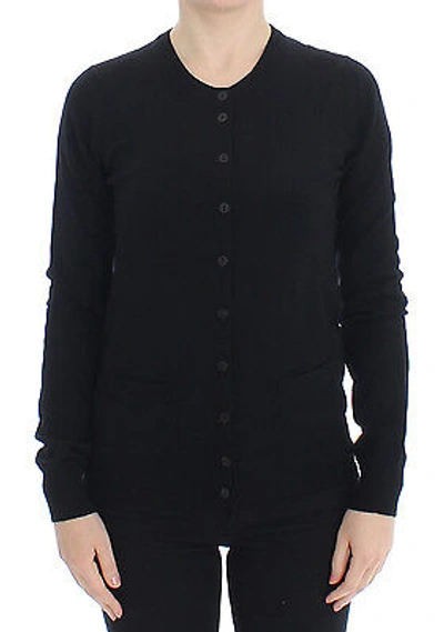 Pre-owned Dolce & Gabbana Sweater Top Black Wool Button Cardigan It46/ Us12 /xl Rrp $860