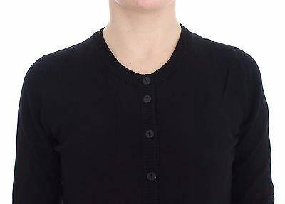 Pre-owned Dolce & Gabbana Sweater Top Black Wool Button Cardigan It46/ Us12 /xl Rrp $860