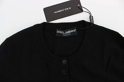 Pre-owned Dolce & Gabbana Sweater Top Black Wool Button Cardigan It46/ Us12 /xl Rrp $860