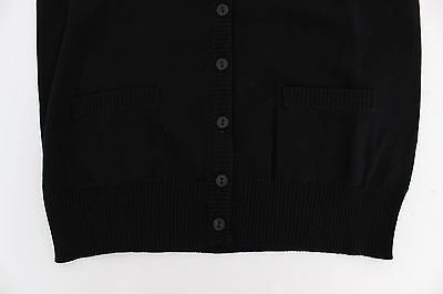 Pre-owned Dolce & Gabbana Sweater Top Black Wool Button Cardigan It46/ Us12 /xl Rrp $860