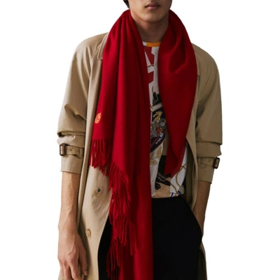 Pre-owned Burberry London Unisex Bright Red 100% Cashmere Scarf Shawl