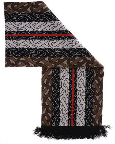 Pre-owned Burberry Scarf Monogram Stripe Knit Football Unisex Brown 8018615 Sz U Makeoffer
