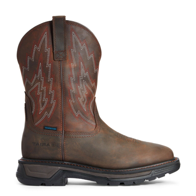 Pre-owned Ariat ® Men's Big Rig H2o Distressed Brown Boots 10033991