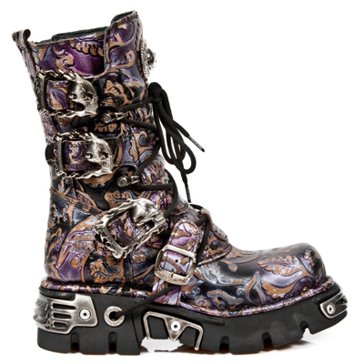 Pre-owned New Rock Newrock M.391 S5 Flower Lilac - Rock Boots - Unisex