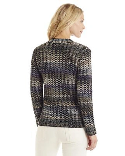 Pre-owned Invisible World Women's 100% Alpaca Wool Cardigan Open Zip Up Sweater Noelle In Multicolor