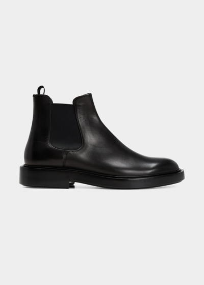 Shop Giorgio Armani Men's Leather Chelsea Boots In Black