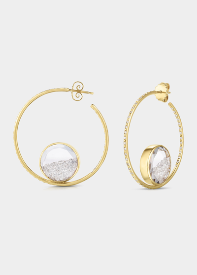 Shop Moritz Glik Baile Pave Hoop Earrings With White Diamond Shakers In 18k Gold In Yg