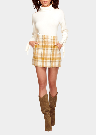 Shop Ramy Brook Cienna Plaid Mini Skirt In Ivory/honey Combo