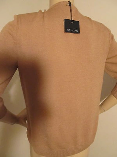Pre-owned St John Knit Sport St John Knit S Womens Sweater Cardigan Tan Biscuit Santana Knit Wool Rayon