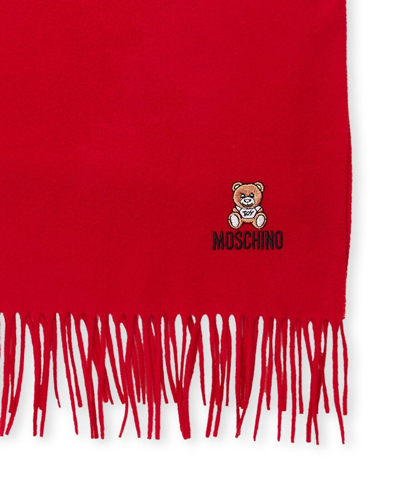 Pre-owned Moschino Teddy Bear Wool Scarf Unisex Red Made In Italy