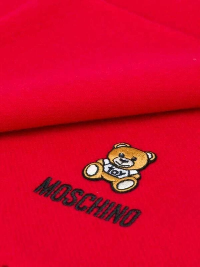 Pre-owned Moschino Teddy Bear Wool Scarf Unisex Red Made In Italy