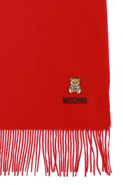 Pre-owned Moschino Teddy Bear Wool Scarf Unisex Red Made In Italy