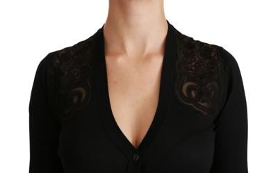 Pre-owned Dolce & Gabbana Sweater Silk Black Lace Sweater Cardigan It38/ Us4 /xs Rrp $1500