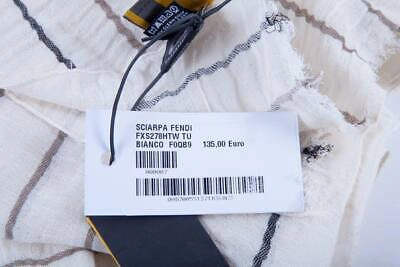Pre-owned Fendi Scarf Scarves Foulard Cotton Man Whites Fxs278htw F0qb9 Sz.u Make Offer