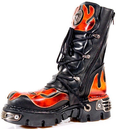 Pre-owned New Rock Rock Boots Unisex Style 107 S1 Red
