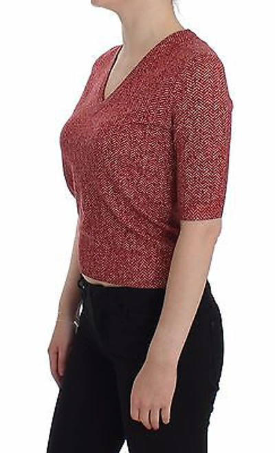 Pre-owned Dolce & Gabbana Sweater Pullover Red Wool Tweed Short Sleeve It38 / Us4 Rrp $880