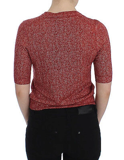 Pre-owned Dolce & Gabbana Sweater Pullover Red Wool Tweed Short Sleeve It38 / Us4 Rrp $880