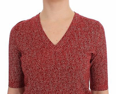 Pre-owned Dolce & Gabbana Sweater Pullover Red Wool Tweed Short Sleeve It38 / Us4 Rrp $880