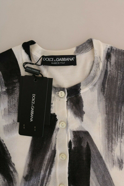 Pre-owned Dolce & Gabbana Sweater Cardigan Lightweight Silk Paint Stroke It38/us4/xs $1400 In Multicolor