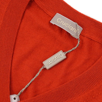 Pre-owned Cruciani $850  Tomato Red Lightweight Cashmere-silk Sweater L (eu 54)