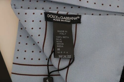 Pre-owned Dolce & Gabbana Dolce&gabbana Men Blue Scarf Wrap 100% Silk Polka Dot Fringes Long Casual Shawl