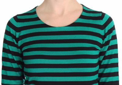 Pre-owned Dolce & Gabbana Sweater Green Black Silk Cashmere Top It42 / Us8 / M Rrp $1160 In Multicolor