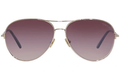 Pre-owned Tom Ford Clark Tf823 28u Sunglasses Rose Gold-pink/bordeaux Mirror 61mm In Red