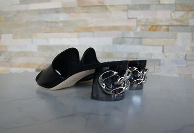 Pre-owned Casadei Mules Sandals Necklace Black