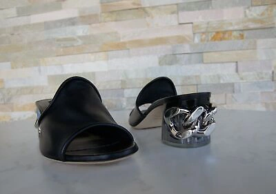 Pre-owned Casadei Mules Sandals Necklace Black