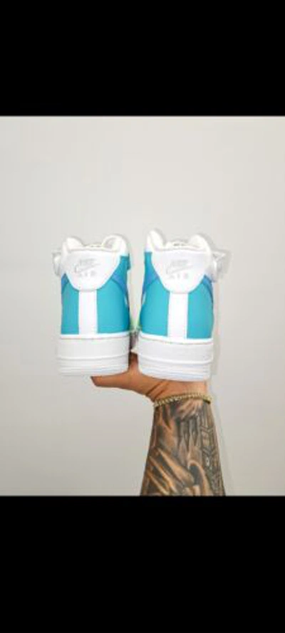 Pre-owned Nike Air Force 1 Mid Womens Gs Girls Blue Mint Af1 In White