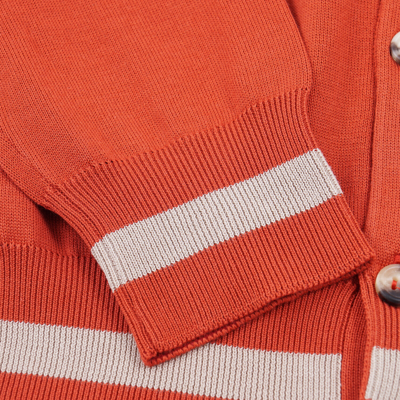 Pre-owned Luigi Borrelli Borrelli Napoli Clay Red Buttoned Bomber Cardigan Sweater Slim M (eu 50)