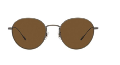 Pre-owned Oliver Peoples 0ov1306st Altair 525457 Antique Silver/brown Polarized Sunglasses In True Brown
