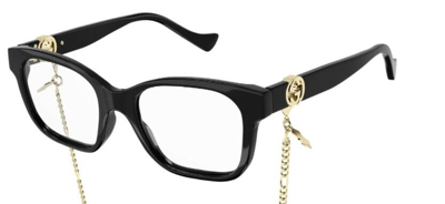 Pre-owned Gucci Gg 1025o-003 Black/black Cat-eye Square Women Eyeglasses