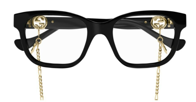 Pre-owned Gucci Gg 1025o-003 Black/black Cat-eye Square Women Eyeglasses