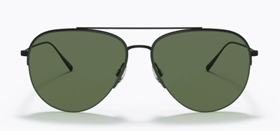 Pre-owned Oliver Peoples 0ov1303st Cleamons 50629a Matte Black Polarized Unisex Sunglasses In Green Polar