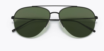 Pre-owned Oliver Peoples 0ov1303st Cleamons 50629a Matte Black Polarized Unisex Sunglasses In Green Polar
