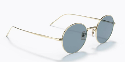 Pre-owned Oliver Peoples 0ov1293st G. Ponti-3 503556 Soft Gold Titanium Unisex Sunglasses In Cobalto