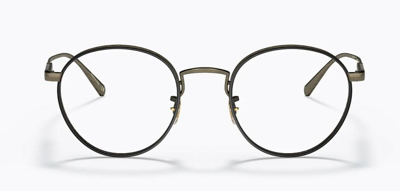 Pre-owned Oliver Peoples 0ov 1302 M Artemio-r 5297 Gold/362 Dark Tortoise Metal Eyeglasses In Blue/block