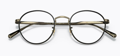 Pre-owned Oliver Peoples 0ov 1302 M Artemio-r 5297 Gold/362 Dark Tortoise Metal Eyeglasses In Blue/block