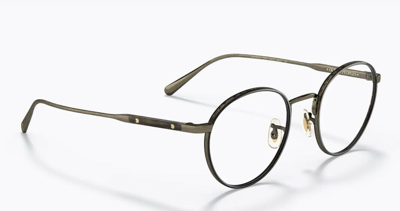 Pre-owned Oliver Peoples 0ov 1302 M Artemio-r 5297 Gold/362 Dark Tortoise Metal Eyeglasses In Blue/block