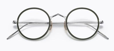 Pre-owned Oliver Peoples 0ov1292t G. Pont 5254 Brushed Chrome Eyeglasses With Clip-on In Demo Clear Lens