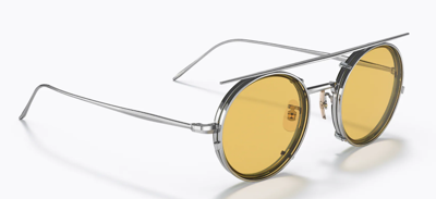 Pre-owned Oliver Peoples 0ov1292t G. Pont 5254 Brushed Chrome Eyeglasses With Clip-on In Demo Clear Lens