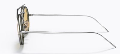 Pre-owned Oliver Peoples 0ov1292t G. Pont 5254 Brushed Chrome Eyeglasses With Clip-on In Demo Clear Lens