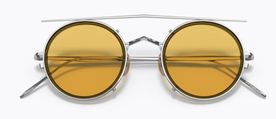 Pre-owned Oliver Peoples 0ov1292t G. Pont 5254 Brushed Chrome Eyeglasses With Clip-on In Demo Clear Lens